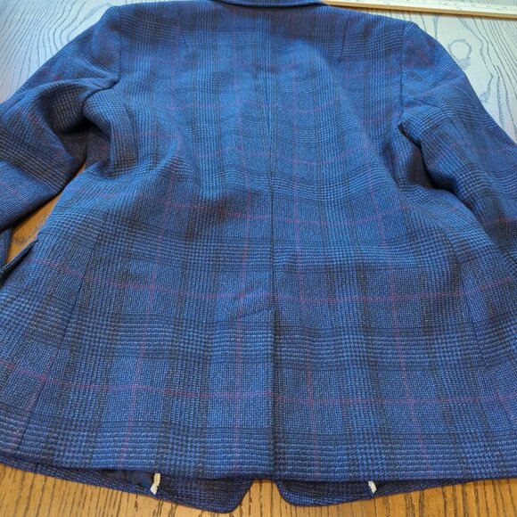 Banana Republic Women’s Plaid blue Blazer Sz 4 Double Breasted Glen Check Jacket - Picture 15 of 16